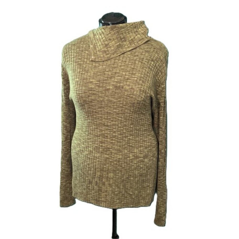 Lane Bryant green sage sweater with flare sleeves, cowl neck, turtleneck size 22
